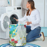 Japanese and Hawaiian Culture Fusion Laundry Basket Irezumi with Turtles and Lei Kakau Pattern Fresh Vibe