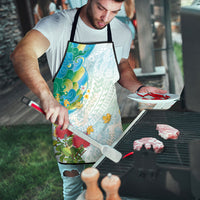 Japanese and Hawaiian Culture Fusion Apron Irezumi with Turtles and Lei Kakau Pattern Fresh Vibe