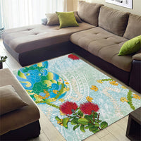 Japanese and Hawaiian Culture Fusion Area Rug Irezumi with Turtles and Lei Kakau Pattern Fresh Vibe