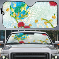 Japanese and Hawaiian Culture Fusion Auto Sun Shade Irezumi with Turtles and Lei Kakau Pattern Fresh Vibe