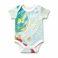 Japanese and Hawaiian Culture Fusion Baby Onesie Irezumi with Turtles and Lei Kakau Pattern Fresh Vibe