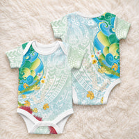 Japanese and Hawaiian Culture Fusion Baby Onesie Irezumi with Turtles and Lei Kakau Pattern Fresh Vibe