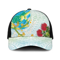 Japanese and Hawaiian Culture Fusion Baseball Net Cap Irezumi with Turtles and Lei Kakau Pattern Fresh Vibe
