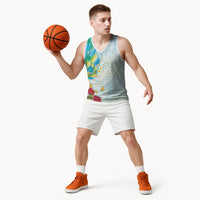 Japanese and Hawaiian Culture Fusion Basketball Jersey Irezumi with Turtles and Lei Kakau Pattern Fresh Vibe