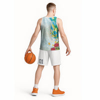 Japanese and Hawaiian Culture Fusion Basketball Jersey Irezumi with Turtles and Lei Kakau Pattern Fresh Vibe