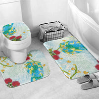 Japanese and Hawaiian Culture Fusion Bathroom Set Irezumi with Turtles and Lei Kakau Pattern Fresh Vibe