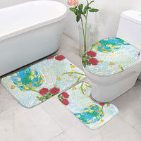 Japanese and Hawaiian Culture Fusion Bathroom Set Irezumi with Turtles and Lei Kakau Pattern Fresh Vibe