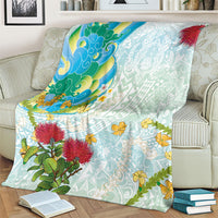 Japanese and Hawaiian Culture Fusion Blanket Irezumi with Turtles and Lei Kakau Pattern Fresh Vibe
