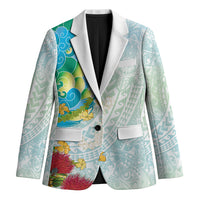 Japanese and Hawaiian Culture Fusion Blazer Irezumi with Turtles and Lei Kakau Pattern Fresh Vibe