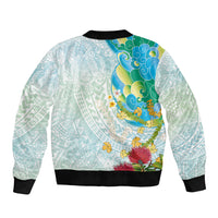 Japanese and Hawaiian Culture Fusion Bomber Jacket Irezumi with Turtles and Lei Kakau Pattern Fresh Vibe