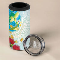 Japanese and Hawaiian Culture Fusion 4 in 1 Can Cooler Tumbler Irezumi with Turtles and Lei Kakau Pattern Fresh Vibe