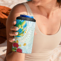 Japanese and Hawaiian Culture Fusion 4 in 1 Can Cooler Tumbler Irezumi with Turtles and Lei Kakau Pattern Fresh Vibe