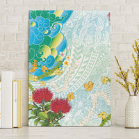 Japanese and Hawaiian Culture Fusion Canvas Wall Art Irezumi with Turtles and Lei Kakau Pattern Fresh Vibe