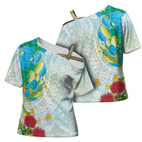 Japanese and Hawaiian Culture Fusion Cross Shoulder Shirt Irezumi with Turtles and Lei Kakau Pattern Fresh Vibe