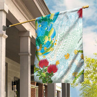 Japanese and Hawaiian Culture Fusion Garden Flag Irezumi with Turtles and Lei Kakau Pattern Fresh Vibe