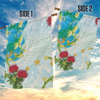 Japanese and Hawaiian Culture Fusion Garden Flag Irezumi with Turtles and Lei Kakau Pattern Fresh Vibe