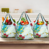 Japanese and Hawaiian Culture Fusion Grocery Bag Irezumi with Turtles and Lei Kakau Pattern Fresh Vibe
