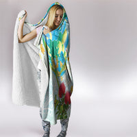 Japanese and Hawaiian Culture Fusion Hooded Blanket Irezumi with Turtles and Lei Kakau Pattern Fresh Vibe