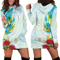 Japanese and Hawaiian Culture Fusion Hoodie Dress Irezumi with Turtles and Lei Kakau Pattern Fresh Vibe