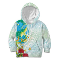 Japanese and Hawaiian Culture Fusion Kid Hoodie Irezumi with Turtles and Lei Kakau Pattern Fresh Vibe