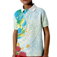 Japanese and Hawaiian Culture Fusion Kid Polo Shirt Irezumi with Turtles and Lei Kakau Pattern Fresh Vibe