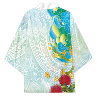 Japanese and Hawaiian Culture Fusion Kimono Irezumi with Turtles and Lei Kakau Pattern Fresh Vibe