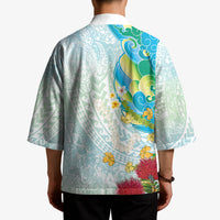 Japanese and Hawaiian Culture Fusion Kimono Irezumi with Turtles and Lei Kakau Pattern Fresh Vibe