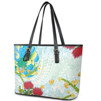 Japanese and Hawaiian Culture Fusion Leather Tote Bag Irezumi with Turtles and Lei Kakau Pattern Fresh Vibe