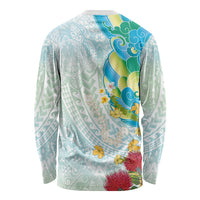 Japanese and Hawaiian Culture Fusion Long Sleeve Shirt Irezumi with Turtles and Lei Kakau Pattern Fresh Vibe