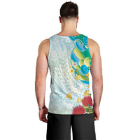 Japanese and Hawaiian Culture Fusion Men Tank Top Irezumi with Turtles and Lei Kakau Pattern Fresh Vibe
