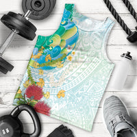 Japanese and Hawaiian Culture Fusion Men Tank Top Irezumi with Turtles and Lei Kakau Pattern Fresh Vibe