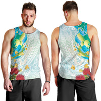 Japanese and Hawaiian Culture Fusion Men Tank Top Irezumi with Turtles and Lei Kakau Pattern Fresh Vibe