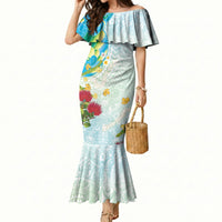 Japanese and Hawaiian Culture Fusion Mermaid Dress Irezumi with Turtles and Lei Kakau Pattern Fresh Vibe