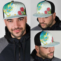 Japanese and Hawaiian Culture Fusion Mesh Trucker Cap Irezumi with Turtles and Lei Kakau Pattern Fresh Vibe