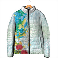 Japanese and Hawaiian Culture Fusion Padded Jacket Irezumi with Turtles and Lei Kakau Pattern Fresh Vibe