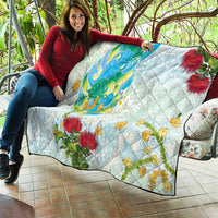Japanese and Hawaiian Culture Fusion Quilt Irezumi with Turtles and Lei Kakau Pattern Fresh Vibe