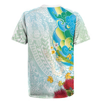 Japanese and Hawaiian Culture Fusion Rugby Jersey Irezumi with Turtles and Lei Kakau Pattern Fresh Vibe