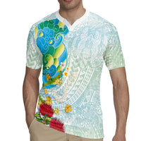 Japanese and Hawaiian Culture Fusion Rugby Jersey Irezumi with Turtles and Lei Kakau Pattern Fresh Vibe