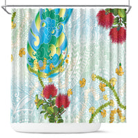 Japanese and Hawaiian Culture Fusion Shower Curtain Irezumi with Turtles and Lei Kakau Pattern Fresh Vibe