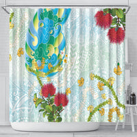 Japanese and Hawaiian Culture Fusion Shower Curtain Irezumi with Turtles and Lei Kakau Pattern Fresh Vibe