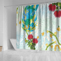Japanese and Hawaiian Culture Fusion Shower Curtain Irezumi with Turtles and Lei Kakau Pattern Fresh Vibe