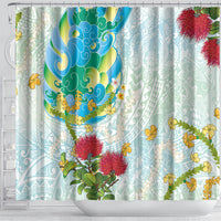 Japanese and Hawaiian Culture Fusion Shower Curtain Irezumi with Turtles and Lei Kakau Pattern Fresh Vibe