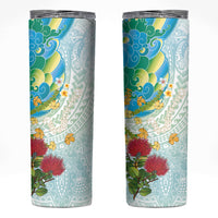Japanese and Hawaiian Culture Fusion Skinny Tumbler Irezumi with Turtles and Lei Kakau Pattern Fresh Vibe