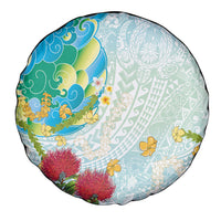 Japanese and Hawaiian Culture Fusion Spare Tire Cover Irezumi with Turtles and Lei Kakau Pattern Fresh Vibe