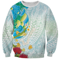 Japanese and Hawaiian Culture Fusion Sweatshirt Irezumi with Turtles and Lei Kakau Pattern Fresh Vibe