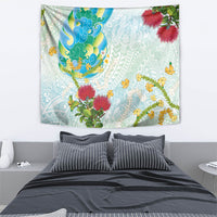 Japanese and Hawaiian Culture Fusion Tapestry Irezumi with Turtles and Lei Kakau Pattern Fresh Vibe