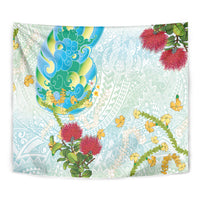 Japanese and Hawaiian Culture Fusion Tapestry Irezumi with Turtles and Lei Kakau Pattern Fresh Vibe