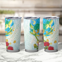Japanese and Hawaiian Culture Fusion Tumbler Cup Irezumi with Turtles and Lei Kakau Pattern Fresh Vibe