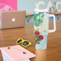 Japanese and Hawaiian Culture Fusion Tumbler With Handle Irezumi with Turtles and Lei Kakau Pattern Fresh Vibe
