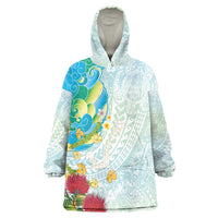 Japanese and Hawaiian Culture Fusion Wearable Blanket Hoodie Irezumi with Turtles and Lei Kakau Pattern Fresh Vibe